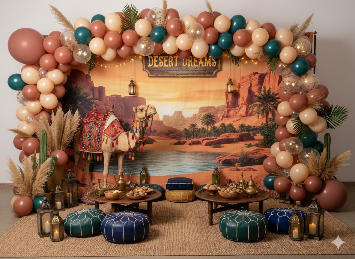 Balloon garland and backdrop installation